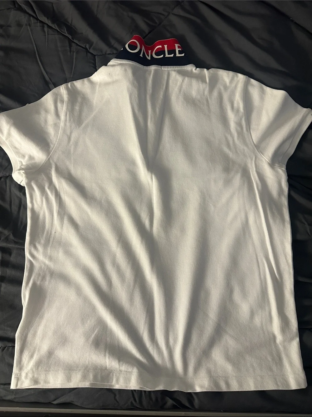 Moncler White Polo with Red & Navy Trim